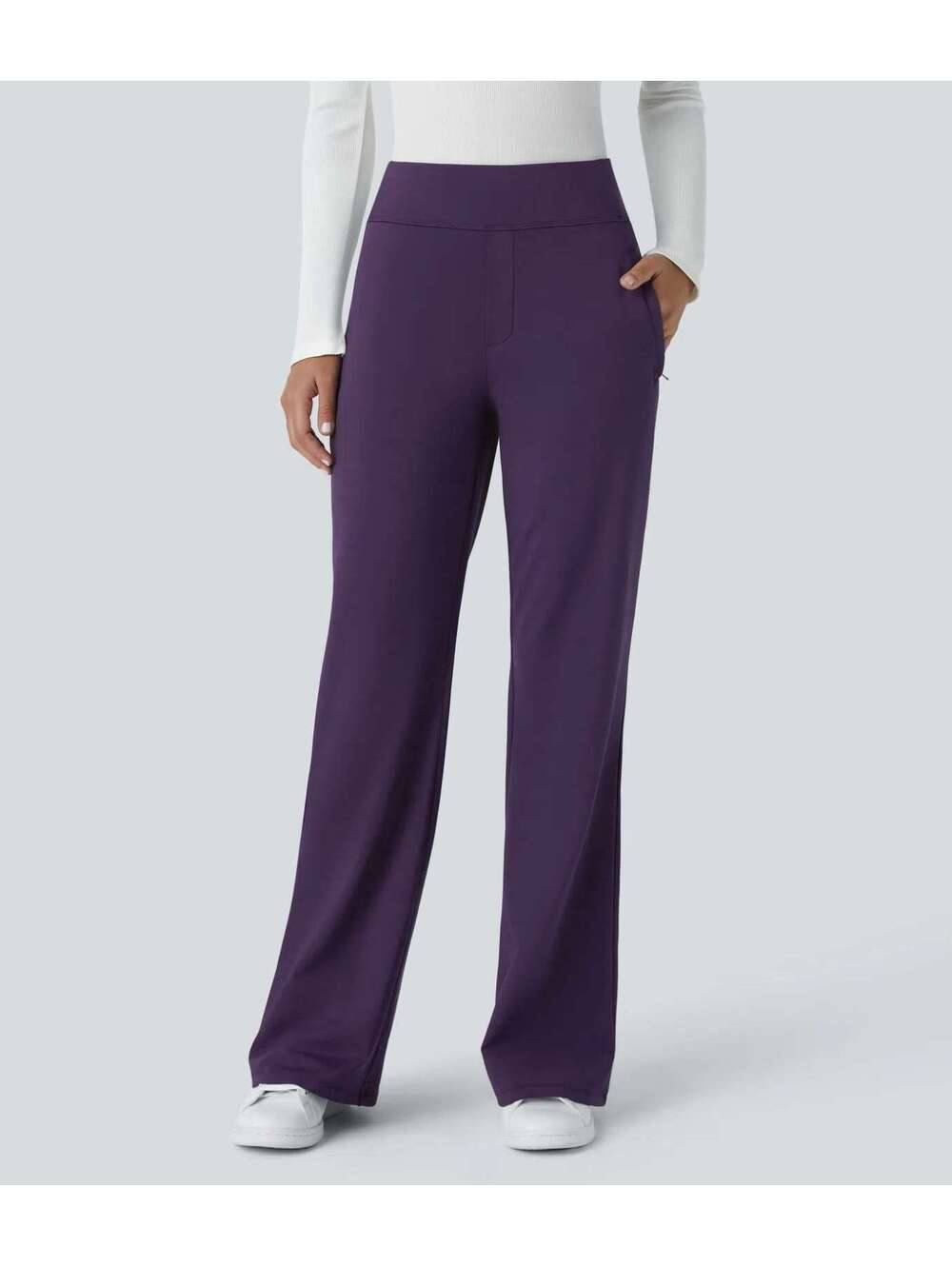 HALARA DayStretch Mid Rise Side Zipper Pocket Work Flare Pants Size S Reg